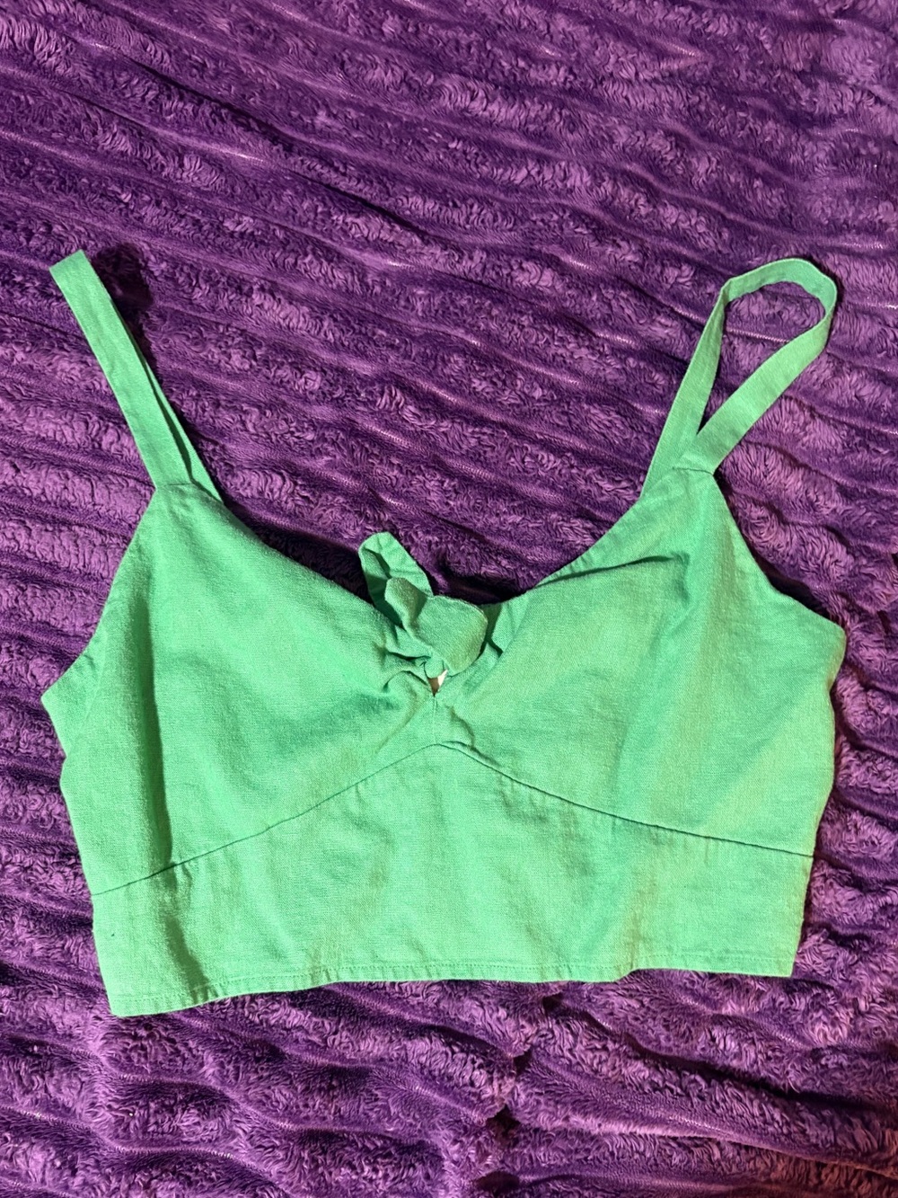 Universal Thread Mint Green Cropped Knot-Front Tank